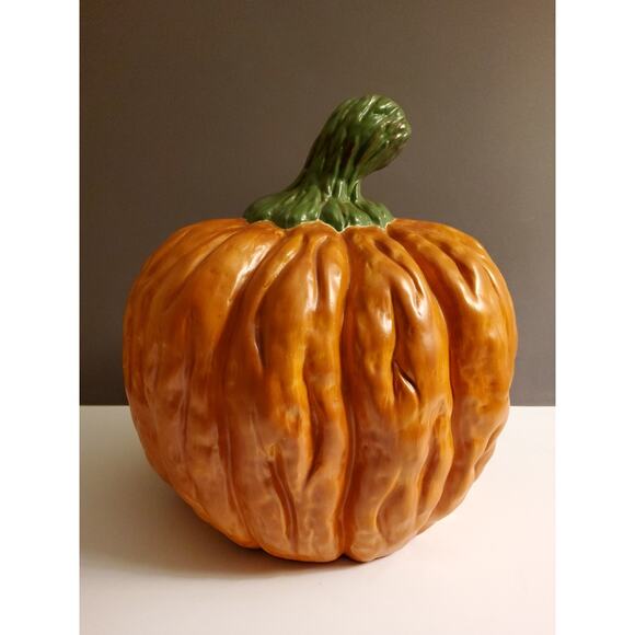 Handsigned ceramic Pumpkin Bowl/ Candle Holder Luminary.  Fall  Decor - Picture 2 of 3